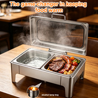 Plato Calentador Redondo de 6L para Buffet, con Calentamiento por Alcohol, Eléctrico e Hidráulico, para Cocina de Hotel, Desayuno, Fiestas, Comida Rápida