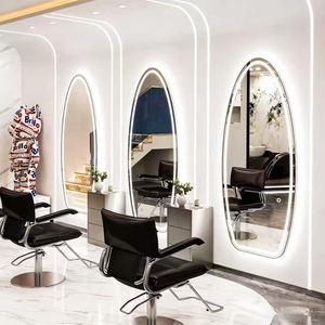 Miroir de coiffure moderne en verre, durable, sur pied, mobilier de salon commercial - Product Image 5