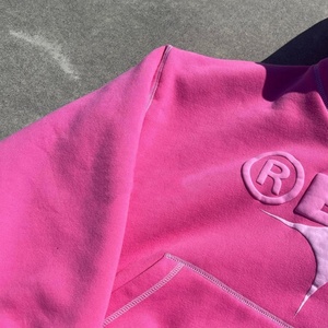 Sudadera con Capucha Oversize Rosa de 400 Gramos, con Logotipo Estampado, Felpa, Estilo Urbano, Apliques en Relieve, Personalizada OEM ODM - Product Image 3