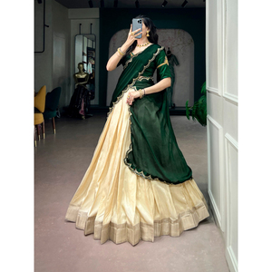 Elegante Conjunto de Lehenga Choli de Seda Verde Claro, Traje Tradicional Indio/Pakistaní para Bodas, Largo Regular, Atuendo Étnico para Mujer, Envío Rápido - Product Image 1