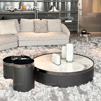 Bailly Konsolentisch Luxus Helles Holz Metall Glas Marmor Runder Wohnzimmer Mid-Century Modern Couchtisch