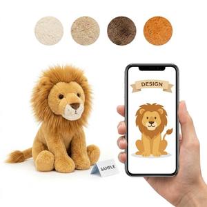 Peluche Realistico Leone della Savana con Criniera Arancione, Postura Seduta, Materiale Tessile Assortito, Personalizzabile, Fauna Selvatica - Product Image 1