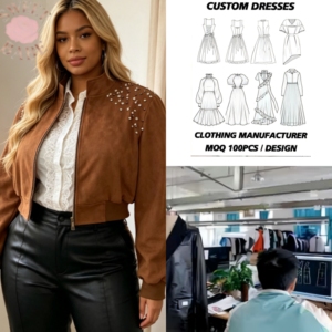 Chaqueta corta con cremallera y cuello alto con pedrería para mujer, talla grande, estilo casual, para uso diario, fiestas y salidas nocturnas. - Product Image 1