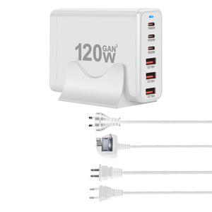 Chargeur USB 6 ports GaN 120W PD QC3.0, adaptateur mural pliable ignifuge, type-C, charge rapide 5v/3a, alimentation de bureau, mobile - Product Image 2