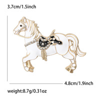 Vente en gros directe usine : Lot de 4 broches en alliage, motif cheval, style européen et américain, créatives et personnalisées, pour femme, idéales pour fêtes et cadeaux de fiançailles