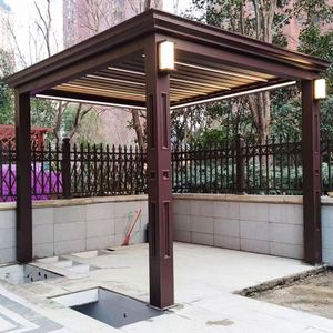 Pergola motorisée moderne 3x3m pour jardin, à lames orientables, avec structure en aluminium rétractable et revêtement pour tonnelles escamotables - Product Image 3