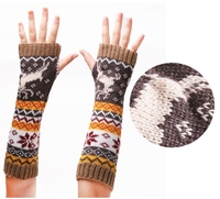 Pouce trou longs gants acrylique cerf demi-doigt mitaines hiver bras plus chaud pour l'hiver dames tricoté dessin animé gants de noël