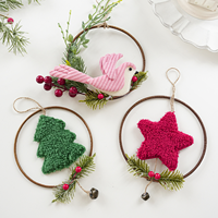 Ornement suspendu en forme d'oiseau en peluche pour couronne de Noël, figurine pour branche d'arbre de Noël, support mural et de porte, accessoires de décoration pour scène de sapin de Noël