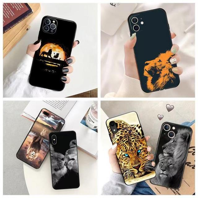 Durable TPU PC Drop-Resistant Mobile Phone Case for iPhone 16 Pro Max 15 14 13 Pro Max Featuring Lion Design Shockproof Feature