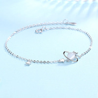 Bijoux fins en gros 925 argent Sterling plaqué rhodium étoile planète lien chaîne Bracelet pour femme