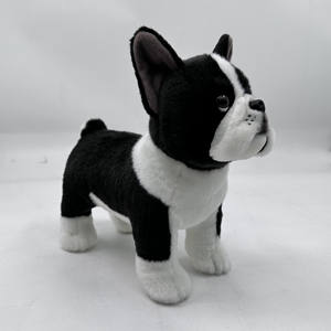 Jouet réaliste en peluche de bouledogue français de 11 pouces-chien en peluche noir et blanc ultra doux, peluche de chiot de confort mignon pour les enfants - Product Image 4