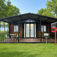 Maison conteneur extensible 20 pieds 40 pieds, 2 chambres, modulaire, portable, préfabriquée, en panneaux d'acier, pour villas, hôtels et résidences de villégiature