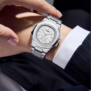 <span class=keywords><strong>Montre</strong></span> de <span class=keywords><strong>luxe</strong></span> pour <span class=keywords><strong>homme</strong></span> en acier inoxydable, étanche, avec calendrier simple, affichage de la date et lumière nocturne - Product Image 3