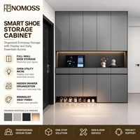 Meuble de rangement mural intelligent pour chaussures avec niche utilitaire ouverte et tiroir dissimulé pour entrée minimaliste et moderne