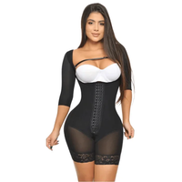 Faja Con Mangas Y Senos Libres Samanta Fajas Colombiana Ceinture de sablier avec longues tiges de façonnage Vêtements de forme élastiques à poitrine avant