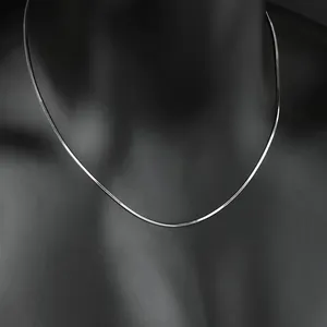 Colar de Aço Inoxidável para Mulheres, Joias de Moda em Cor Prata, Corrente de Cobra de 1,2mm, Comprimentos de 16, 18, 20, 22, 24 polegadas - Product Image 6