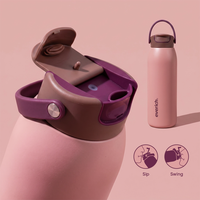 Bouteille d'eau isotherme en acier inoxydable avec couvercle à paille, personnalisable avec logo du fabricant, 14, 18, 24, 32, 40 oz