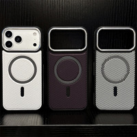Étui de téléphone magnétique à motif carbone pour iPhone 18 Pro Max, compatible avec Apple 17/16/15/14/13 Pro Max