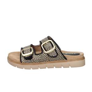 Jana Women's Slipper Black Beige 38 Low Heel <b>Flat</b> Sandal - Product Image 1