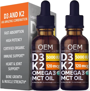 Vitamina D3 <span class=keywords><strong>K2</strong></span> Omega 3 vitamina D3 <span class=keywords><strong>K2</strong></span> MCT olio D3 5000IU <span class=keywords><strong>K2</strong></span> 120mcg 4 in 1 supplemento 2 confezione in uno - Product Image 1