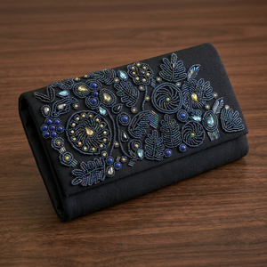 Designer Beaded Clutch for Wedding Party Elegant Evening Bag Handmade Embroidery Ethnic Bridal Accessories for Women - Product Image 1