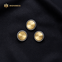 Kancing Logam Kustom HONMEO Desain Pinggiran Emas Perak Brushed untuk Mantel Blazer Seragam