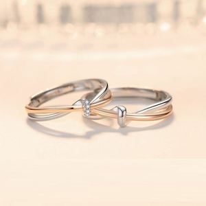 Nuevo Anillo de Boda con Nudo de Amor, Exquisito y Moderno, Anillo de Diamantes Ajustable con Corazón de Color de Lujo, Regalo de Compromiso para Parejas - Product Image 1