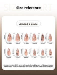 Faux ongles courts en amande à presser, couleur nude avec motif lettre, croix et <span class=keywords><strong>strass</strong></span>, pour femmes - Product Image 5