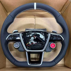 Volante de Cuero Estilo R8 <span class=keywords><strong>S</strong></span>-<span class=keywords><strong>Line</strong></span> para Audi B9 <span class=keywords><strong>A1</strong></span> A3 8V S3 A4 B8 S4 A5 S5 A6 S6 S7 A7 A8 Q3 Q5 Q7 RS3 RS4 RS5 RS7 - Product Image 1