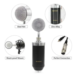 New BM-8000 handheld sound studio recording condenser wired microphone 3.5mm plug metal shock mount kit for KTV computer laptop