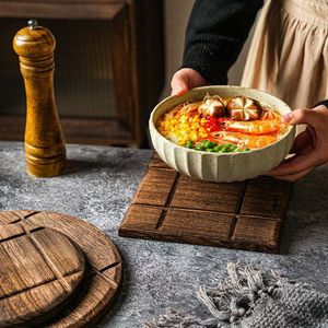 Japanese Style Paulownia Wood Round Placemat 19cm Anti Heat Insulation Mat For Rice Noodle Teapot <b>Teacup</b> Table Protection - Product Image 3