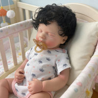 Poupée Reborn en silicone noire à cheveux bouclés de 20 pouces, avec bouche ouverte et sucette, jouets personnalisés pour les collectionneurs de poupées et la simulation parentale