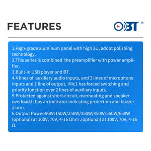 Amplificateur de Puissance Audio OBT-6090 <span class=keywords><strong>4</strong></span> Canaux pour Sonorisation et Mixeur de Puissance pour Haut-Parleurs PA - Product Image 4