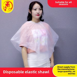 Cape de cou élastique jetable imperméable Polyester PE Capes de salon pour la teinture des cheveux à la maison Casquette de barbier en plastique permanente pour salon de coiffure - Product Image 5