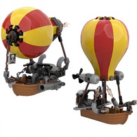 Blocs de construction en plastique à petites pièces MOC transfrontaliers, Modèle de dirigeable steampunk et montgolfière, Ornements de scène, Jouet DIY, Jouets pour garçons