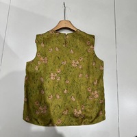Haut sans manches en soie vintage motif nuage et imprimé canard, col rond classique, amincissant et sculptant la silhouette
