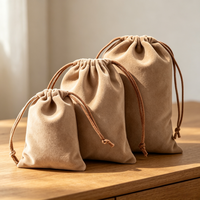Sac à cordon en velours floqué écologique, tissu doux pour bijoux, maquillage, emballage de cadeaux de mariage