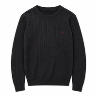 Pull-over décontracté chaud à manches longues pour homme, col rond, couleur unie, broderie, 12GG, vente en gros directe d'usine