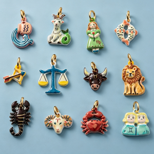 Abalorios de esmalte de los 12 signos del zodíaco Kawaii, colgantes de dibujos animados, cuentas pintadas a mano para la creación de joyas - Product Image 6