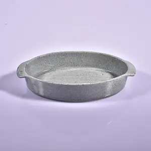 Porselein Bakken Pan Met Handvat Ovale Vorm Brood Cake Biscuit Pan Oven En Vaatwasser Veilig Ondiepe Bakplaat Schotel