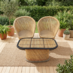 Tabouret en bambou au design japonais moderne avec housse amovible pour chambre, entrée, atelier, appartement, école, salon – Meuble - Product Image 1