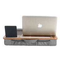 Table Portable en bois pour ordinateur Portable, plateau de lit avec tapis de souris coussin d'oreiller doux pour 17 pouces + support de tablette de téléphone intégré pour ordinateur Portable