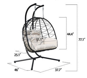 Usine En Gros Pliable Jardin Patio Oeuf Balançoire Chaise Double <span class=keywords><strong>Siège</strong></span> <span class=keywords><strong>Suspendu</strong></span> Chaise Hamacs - Product Image 3