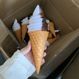 22cm Double Soft Serve Lce Cream Model Simulation Waffle Cone Chocolate Vanilla Faux Food Bracket Cart Display <b>Party</b> Supplies - Product Image 4