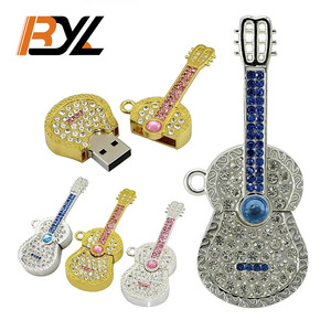 Promocional elegante Metal cristal guitarra forma USB <span class=keywords><strong>Flash</strong></span> Drives 3,0 4G 8G 16G modelo de moda Pendrive para regalo Usb Sticks 2,0 - Product Image 1