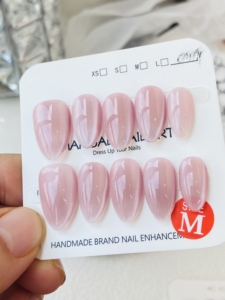 TSZS 10 Uñas Postizas de Gel con Acabado Brillante, Forma de Almendra, Cristal Ojo de Gato, Hechas a Mano, Removibles, para Mujer - Product Image 6
