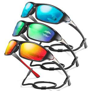 3 Pack polarizzati occhiali da sole sportivi per gli uomini, occhiali da sole da uomo avvolgono la protezione UV400 per la guida di pesca in bicicletta - Product Image 1