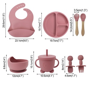 Baby <b>Bedding</b> Set Compatible 8 Piece Tableware Stainless Steel Silicone Plate and Bowl Microwave Safe Dishwasher Safe Custom - Product Image 4