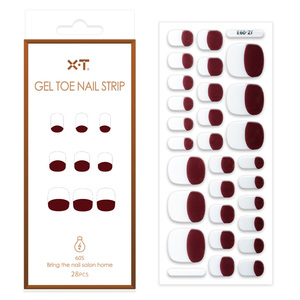 Autocollant d'orteil en gel semi-durci UV Nail Art Wraps Strips 28-<span class=keywords><strong>Tip</strong></span> Fashionable French <span class=keywords><strong>Toe</strong></span> Nail Art Decal - Product Image 1