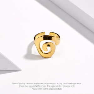 Bague ouverte en spirale en acier inoxydable plaqué or 14 carats sous vide, ajustable, sculpturale, 20 × 3,2 mm - Product Image 1
